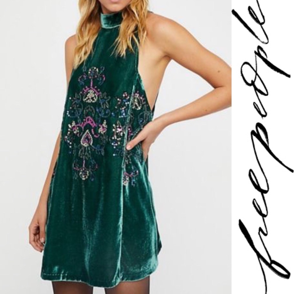 NWOT Free People Jill’s Velvet Sequin Swing Dress